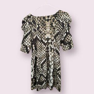 🐍 JESSICA SIMPSON Puff Sleeve Snake Print Dress | Size 12  🐍